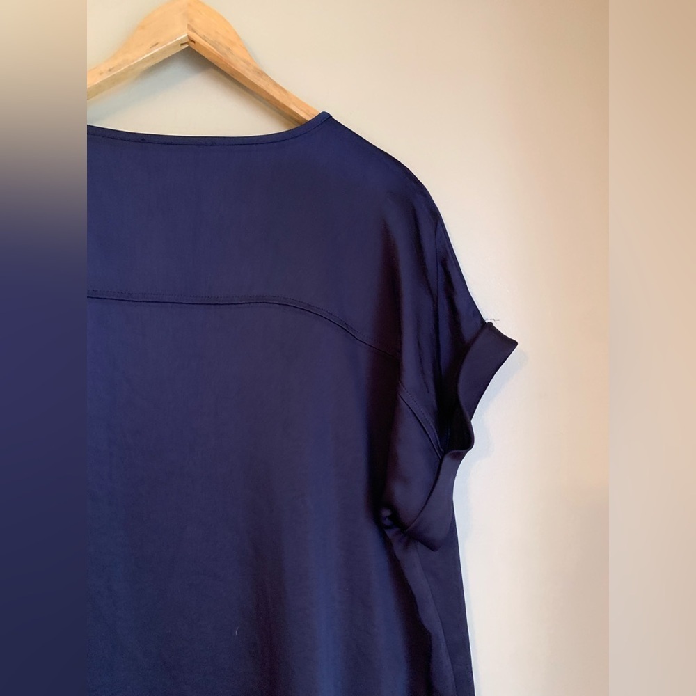 Peace of cloth satin v neck navy shirt dress - Picture 6 of 11
